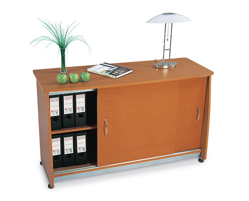 OFM 55135-CHY Sliding Door Credenza - Cherry and Silver