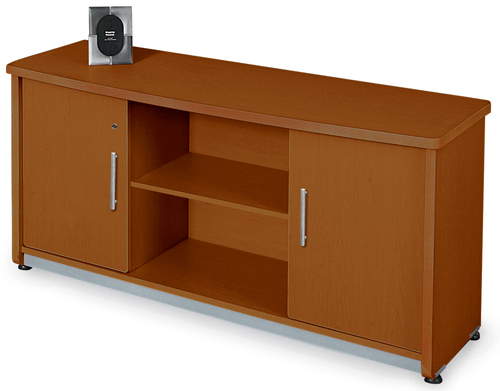 OFM 55503-CHY Venice Executive Credenza 21 x 64 Inches - Cherry and Silver