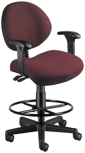 OFM 241AADK201 24 Hour Computer Task Chair with Arms and Drafting Kit Burgundy