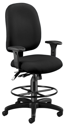 125-dk-805 Ergonomic Executive-computer Task Chair With Drafting Kit - Black