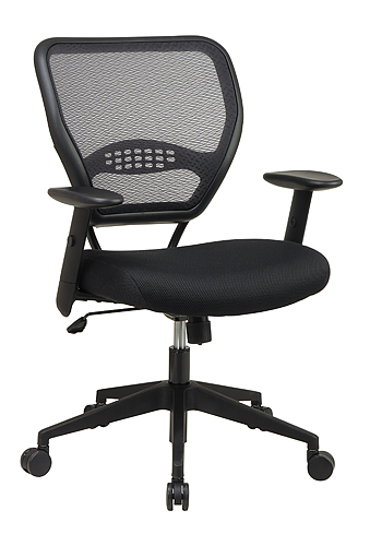 Air Chair - Office Star 5520 AIR GRID BACK DELUXE TASK CHAIR WITH FABRIC SEAT ADJUSTABLE ANGLED ARMS ANGLED BASE AND OVERSIZED CARPET CASTERS Black 21