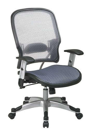 Air Chair - Office Star 15-66C615R Space Light Air Grid Seat And Back Managers Chair With Adj Arms And Platinum Finish Base