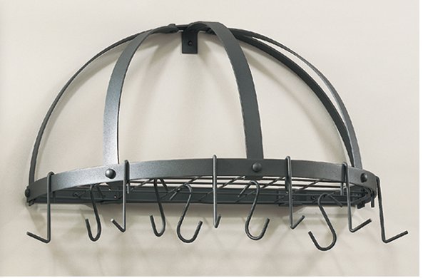 22 X 11.5 Inch Graphite Pot Rack With Grid And 12 Hooks - Rta