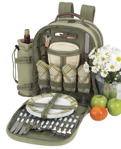 Picnic At Ascot 039 Hamptons Picnic Backpack for 4 OLIVE TWEED