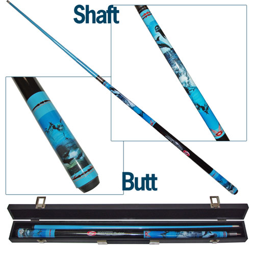 Graphite Pool Cue - Graphite IllusionR Playful Dolphins Pool Cue