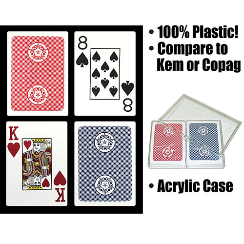 GEMACO 100percent Plastic Classic Jumbo Poker 2 Deck Setup
