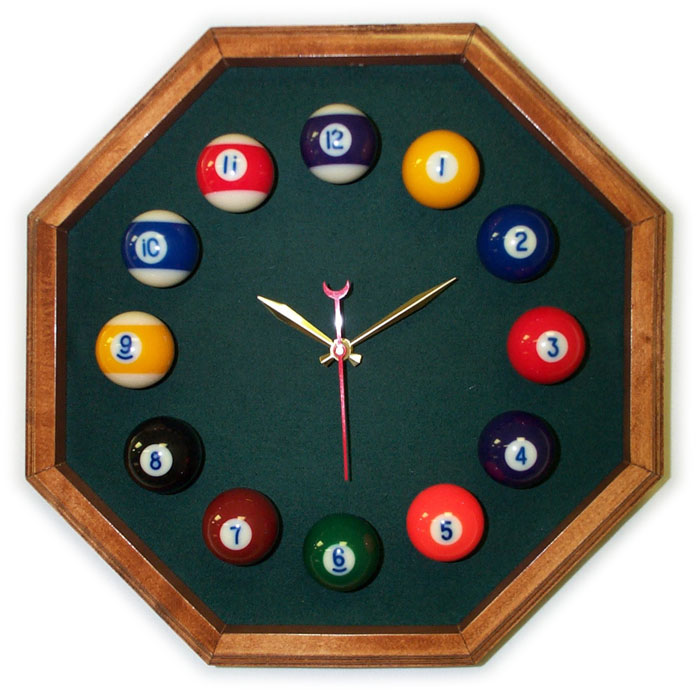 Billiard Felt - 13in Octagon Billiard Clock Mahogany And Spruce Mali Felt