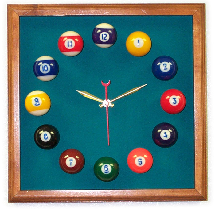 Billiard Felt - 12in Square Billiard Clock Mahogany And Std Green Mali Felt