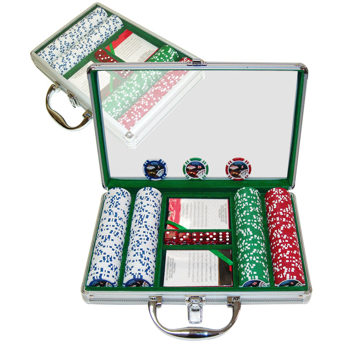 200 Jackpot Casino Poker Chips with Clear Cover Aluminum Case