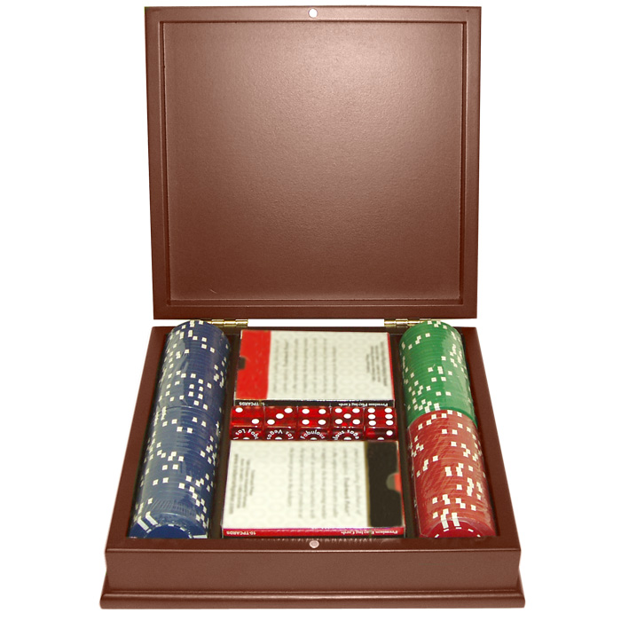 100 10G Sopranos All Clay Poker Chips with Mahogany Case