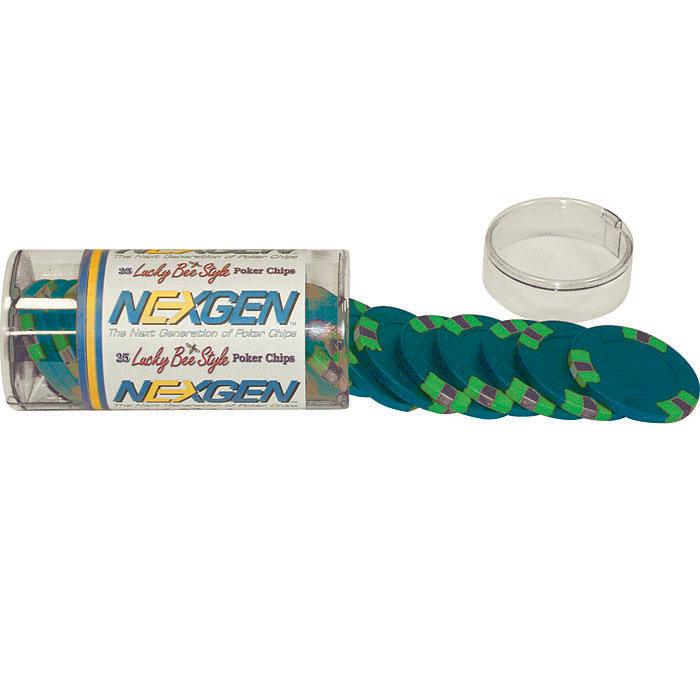 25 BLUE NexGen Lucky Bees Poker Chips in Retail Tube by Poker