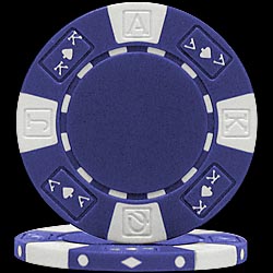 100 Ace King Suited Poker Chips - Blue by Poker