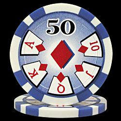 100 High Roller Poker Chips - 50 Blue by Poker
