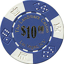 100 Landmark Casino Lucky Crown Poker Chips - 10 Blue by Poker