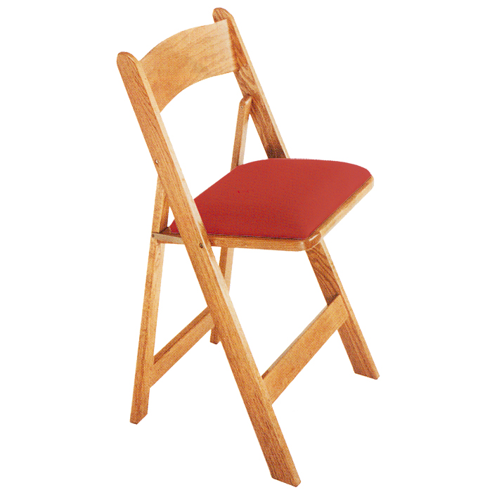 Natural Wood Poker Chair with Red Nylon Upholstery