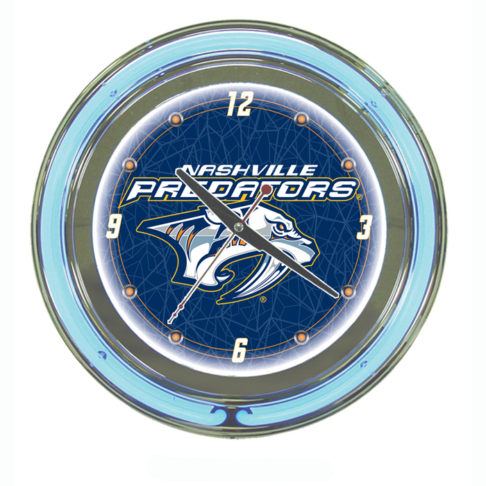 NHL Nashville Predators Neon Clock - 14 inch Diameter