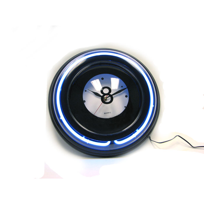 Eight Ball - Electrifying Eight Ball Blue Neon Clock