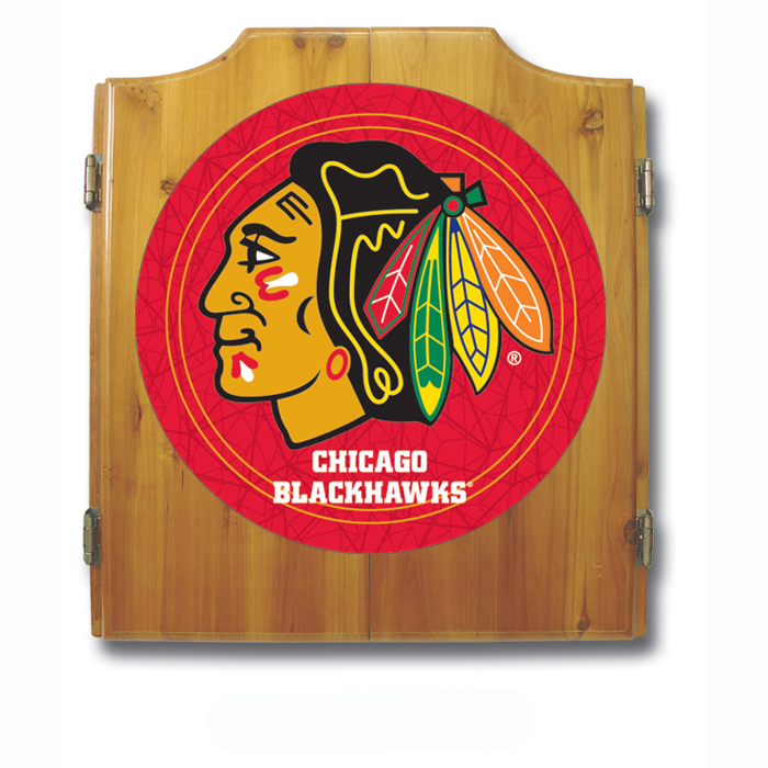 NHL Chicago Blackhawks Dart Cabinet includes Darts and Board