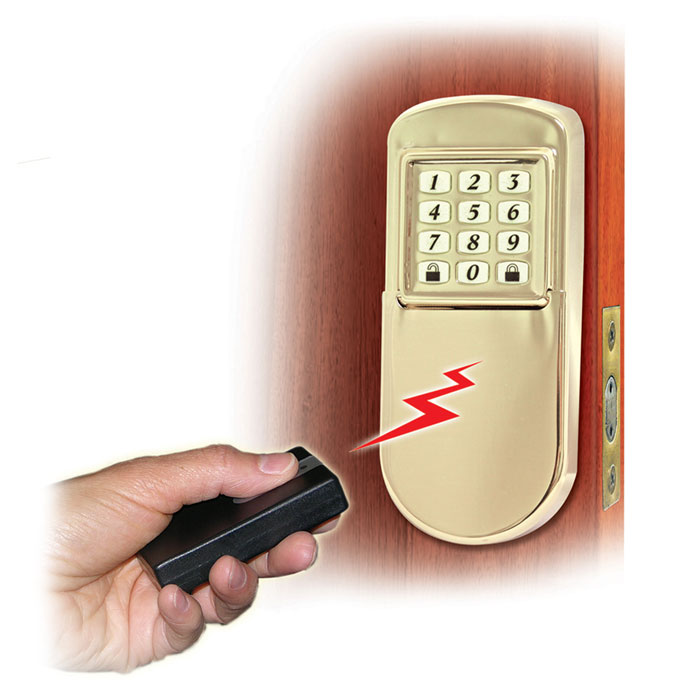 Keyless Remote Deadbolt Home Security System Polished Brass