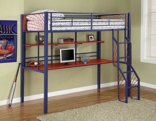 Loft Beds - Powell 294-119 Spider Web Twin Size Student Loft Bunk Bed