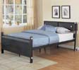 Black Bookcase - Powell 354-045 Z-Bedroom Full Size Bookcase Bed With Flat Panel Footboard - Textured Black With Silver Trim And Pulls Ships In 3 Cartons