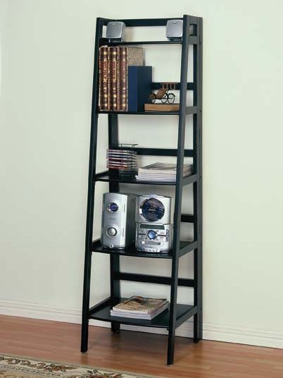 Black Bookcase - Powell 502-579 Antique Black With Sand Through Terra Cotta Large Bookcase