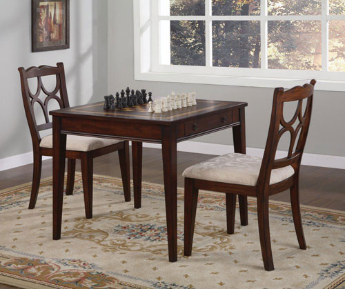 Powell 546-207 Masterpiece Game Table with Game Pieces & Game Boards - Lightly Distressed Faux Medium Mahogany Finish
