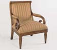Accent Chairs - Powell 399-620 Kilarney Scroll Accent Chair - Lightly Distressed Fruitwood Finish With Woven Stripe Fabric 20.5 Seat Height