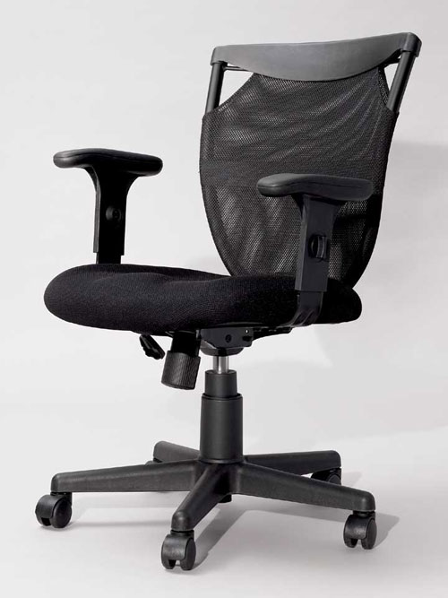 Bedroom Chairs - Powell 500-668 Monster Bedroom Swivel Desk Arm Chair - Black Base With Black Mesh Back