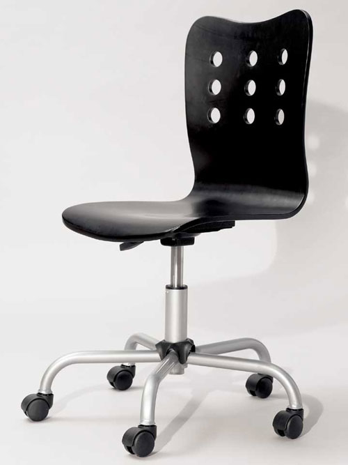 Bedroom Chairs - Powell 500-669 Monster Bedroom Swivel Desk Chair - Black Seat And Back With Silver Base