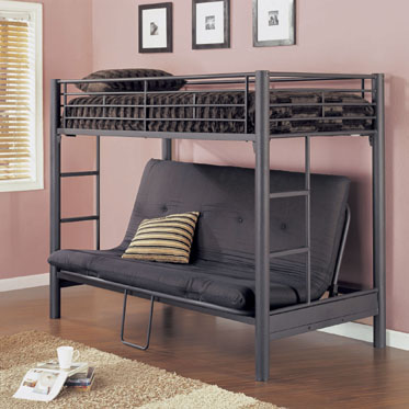 Twin Futons - Powell 938-076 3 Matte Black Textured Twin/Futon Bunk Bed G