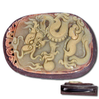 Peacock GSC001-6 Purple Jade Stone Belt Buckle-Dragon