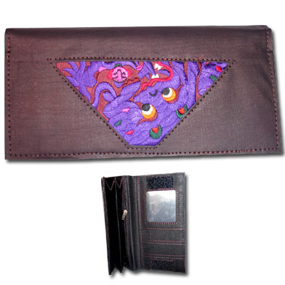 Peacock MHE002-1 Hand Embroidered Checkbook Wallet
