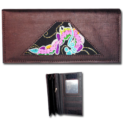 Peacock MHE002-2 Hand Embroidered Checkbook Wallet