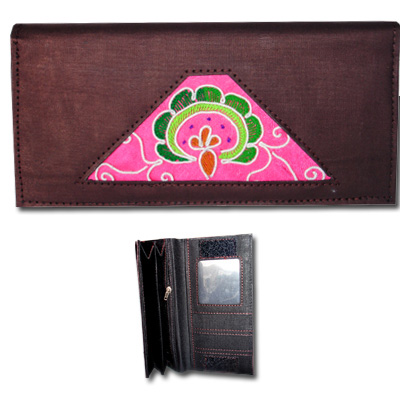 Peacock MHE002-3 Hand Embroidered Checkbook Wallet