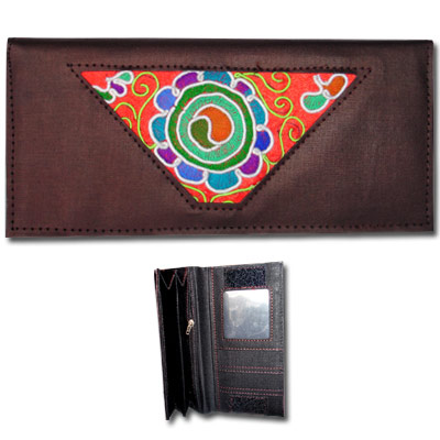 Peacock MHE002-4 Hand Embroidered Checkbook Wallet