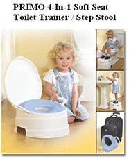 Buy PRIMO 4-IN-1 SOFT SEAT TOILET TRAINER and STEP STOOL PRI-535 535W - WHITE W  BLUE SEAT by PRIMO at Arcspider.com.