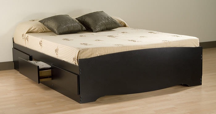 Prepac BBQ-6200 Sonoma Queen Platform Bed - 6 drawers Black