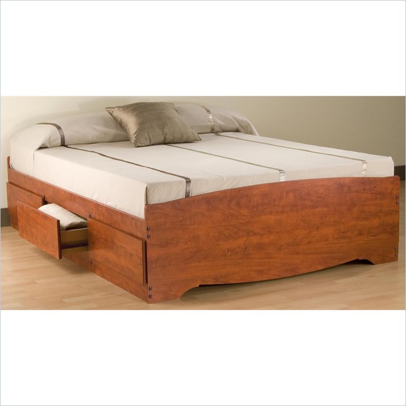 Storage Bed - Prepac CBD-5600 Monterey Double Platform Storage Bed - 6 Drawers Cherry