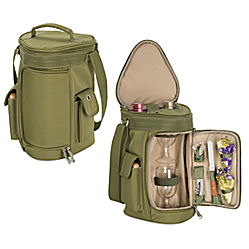 Picnic Time 629-60-175 Meritage Insulated triangular 2-bottle wine tote with sevice for 2