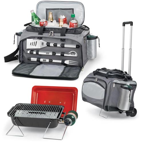 Picnic Time 770-00-175 Vulcan Insulated cooler tote with 3 pc BBQ tools and propane grill inside tote