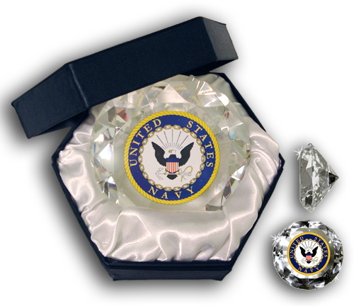 Sports Jewelry - Sports Collectors Guild USND Us Navy Insignia Picture On A 4" Diamond Glass - Jewelry Box Included
