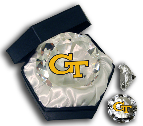 Sports Collectors Guild GeorgiaTechDmd Georgia Tech Yellow Jackets Mascot On A 4 Inch Diamond Glass - Jewelry Box Included