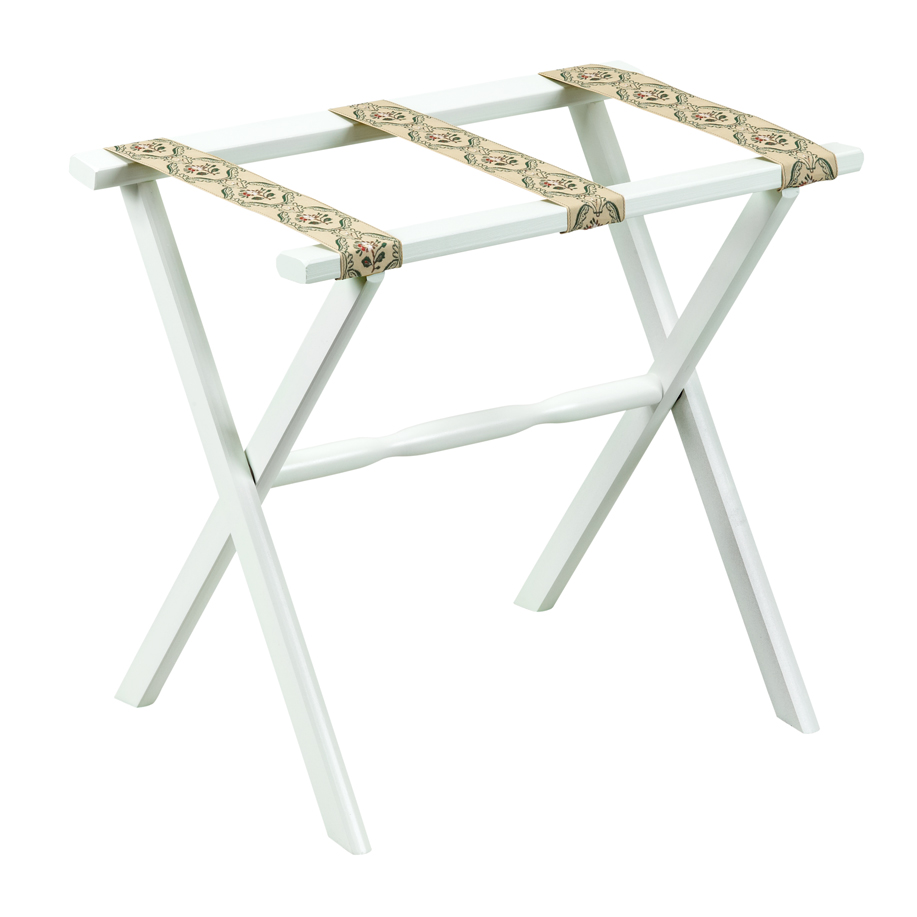 1153 White Luggage Rack With With Petit Point Straps - 23 X 13 X 20 Inch