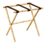 1176 Natural Bamboo Luggage Rack With Brown Nylon Straps - 23 X 14 X 20 Inch