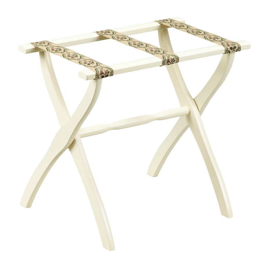 1306 Ivory Luggage Rack With Petit Point Straps - 22 X 13 X 20 Inch