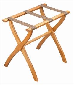 Light Walnut Luggage Rack with Cheetah Straps
