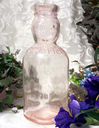 Pink Glass Baby Top Milk Bottle