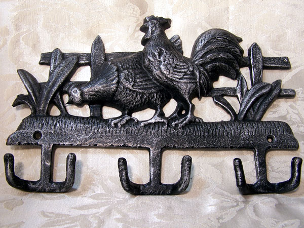 Cast Iron Wall Hook - Chicken & Rooster