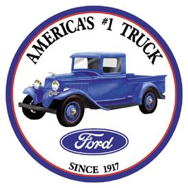 Tin Sign Round Ford Trucks